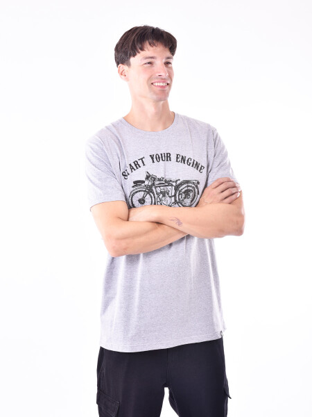 REMERA ENGINE GRIS MELANGE M