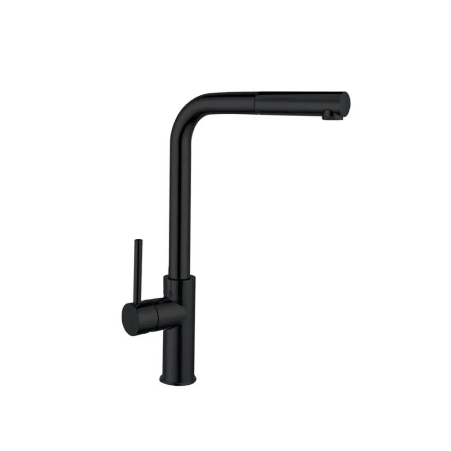 Griferia de Cocina Monocomando con Pico Recto Negro Linea Boston Griferia de Cocina Monocomando con Pico Recto Negro Linea Boston