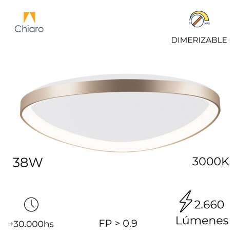 Plafón LED, Diseño triangular, Dimerizable 38W 45CM DORADO