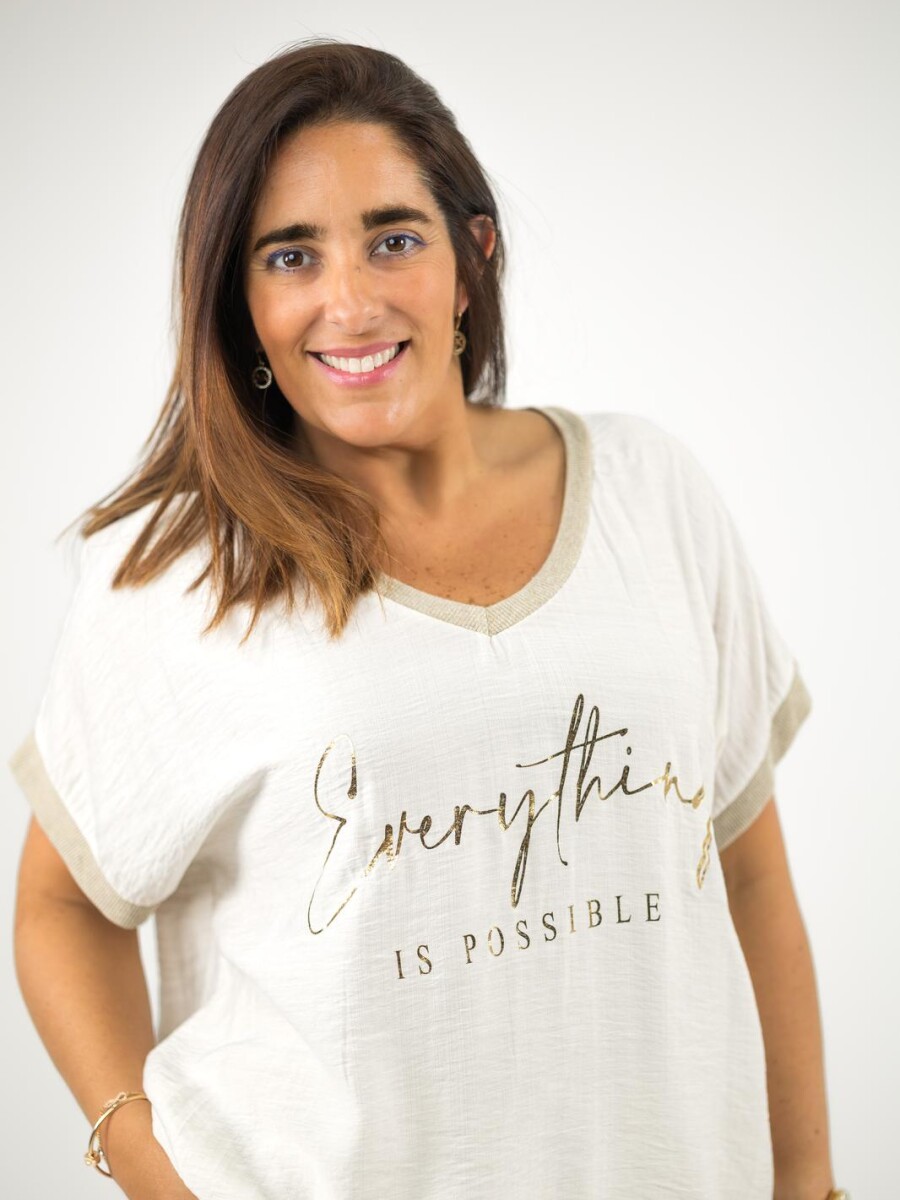 Blusa viscosa con lurex dorado Beige