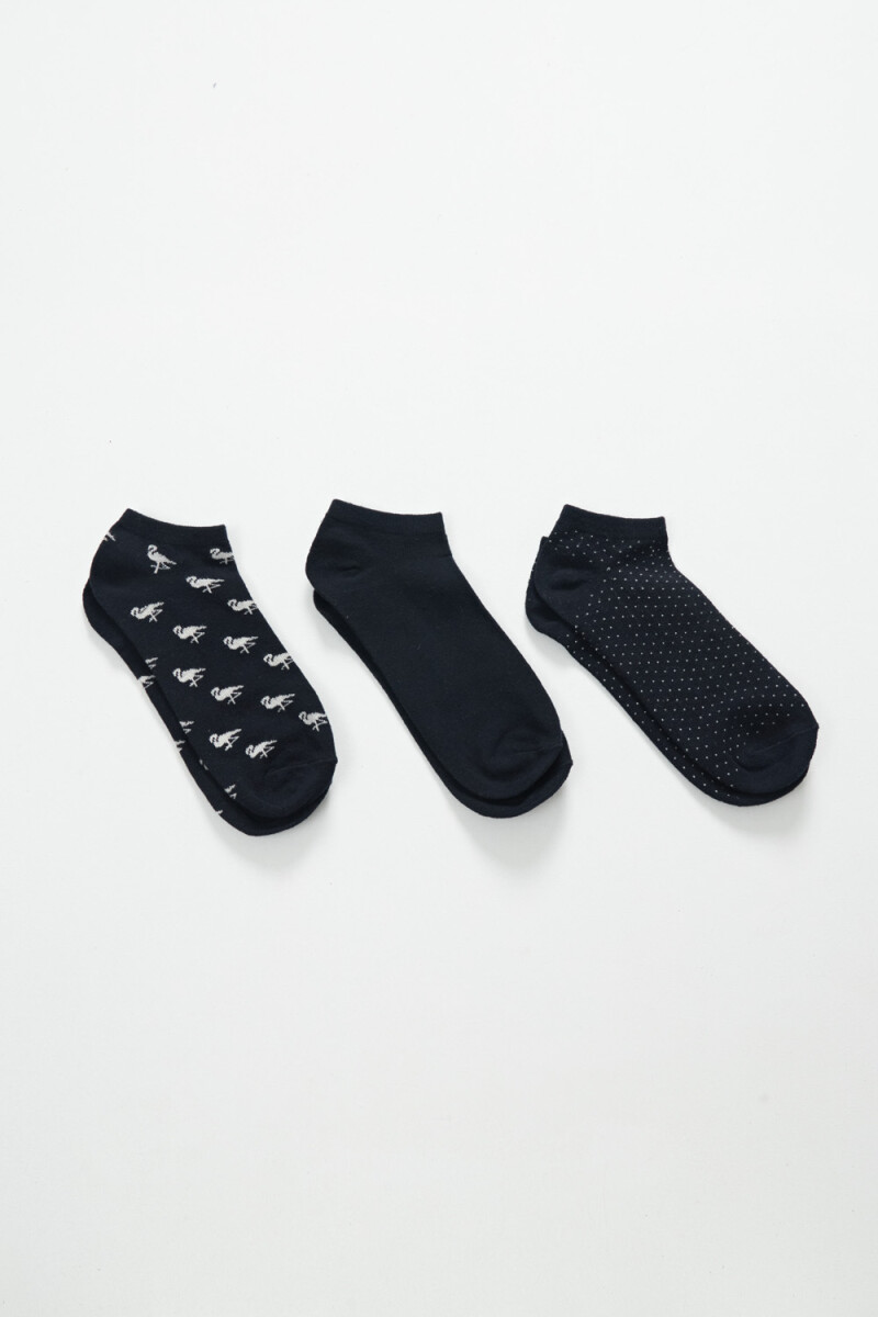 Pack x3 medias soquete - Estampado Flamencos Azul 