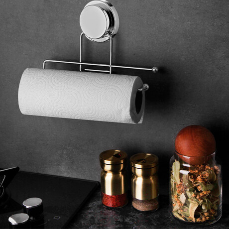 Soporte Para Rollo Cocina Sin Perforar Plateado