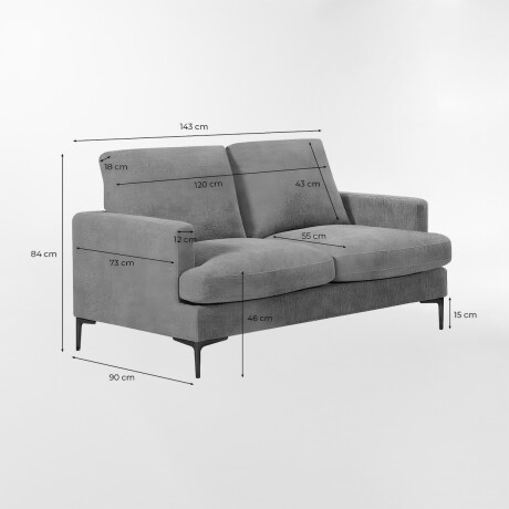 Sofá SENSE Gris - 2 CUERPOS
