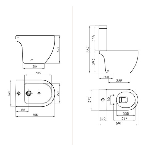 Juego Inodoro Bidet Fontana Touchless Ferrum BLANCO