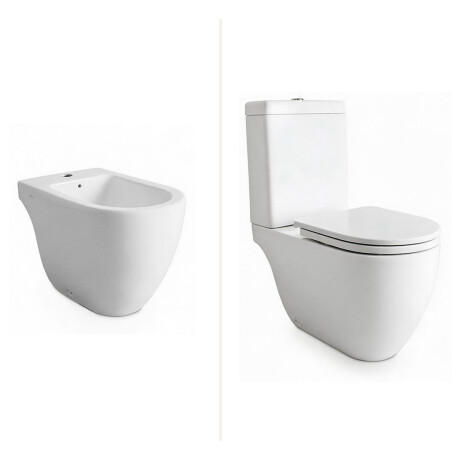 Juego Inodoro Bidet Ferrum Fontana Con Tapa BLANCO