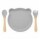 Set Comida Bebé Plato Cuchara Tenedor en Silicona Diseño Oso Gris