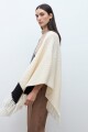 Ruana color block con flecos crudo