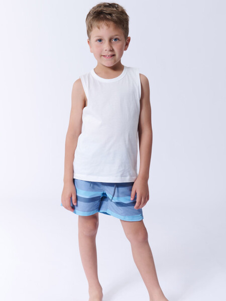 Short de baño estampado Bloques Celeste