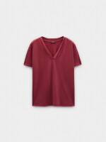 Camiseta Básica Cuello Pico burdeos