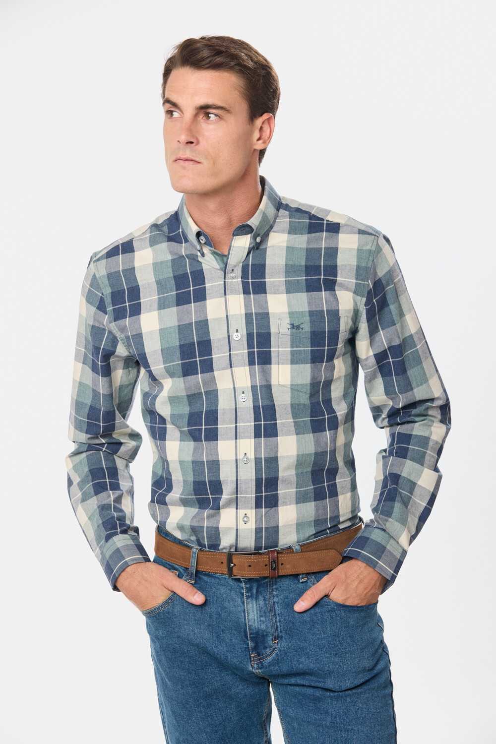 CAMISA CUADROS Beige