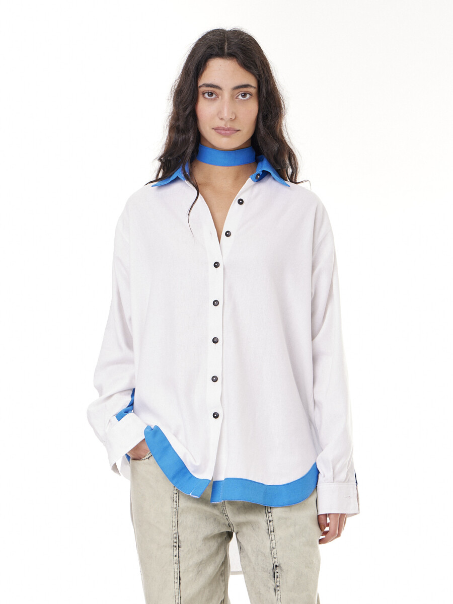 Camisa Noble lino - Blanco/Azul 