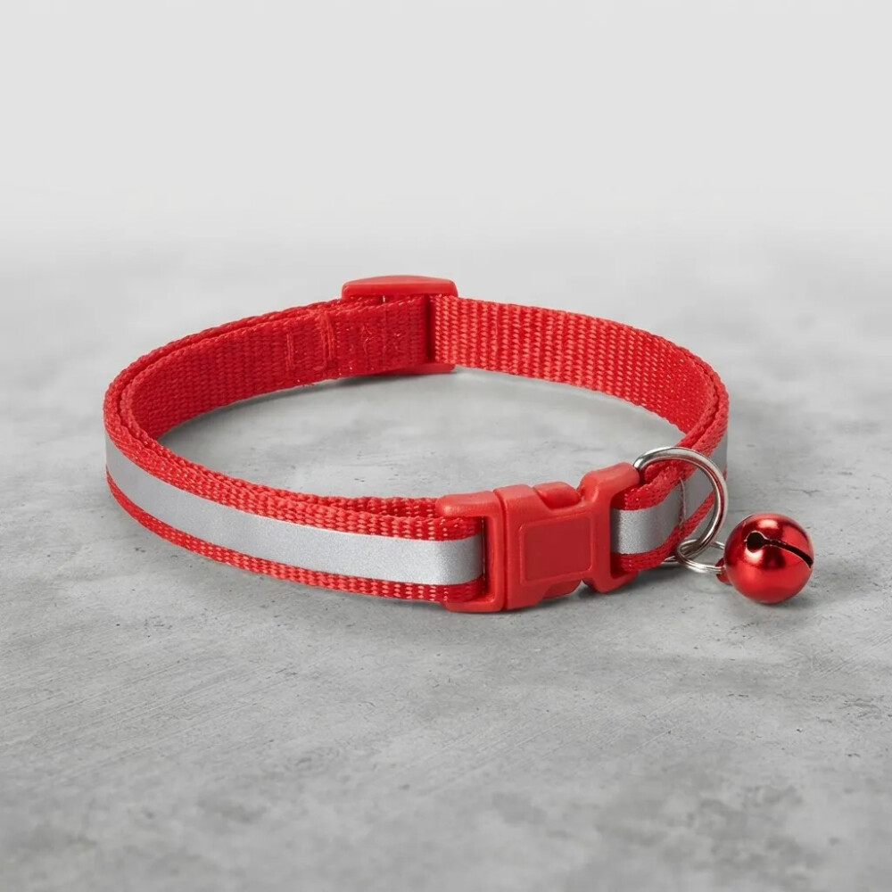 Collar Para Gato Ajustable Reflectivo Con Cascabel ROJO