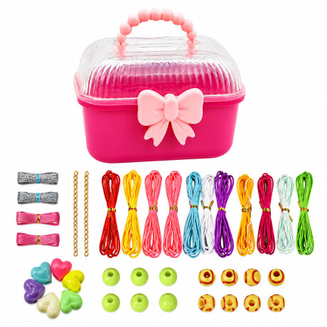 Kit Para Hacer Pulseras Maletín Con Dijes Y Cuentas +6 años Rosa