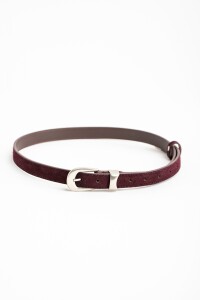 Cinto Hebilla Plateado Bordo