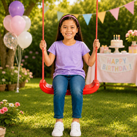 Hamaca Infantil 3en1 Adaptable Bebé Niño Plástico c/Cuerdas Rojo