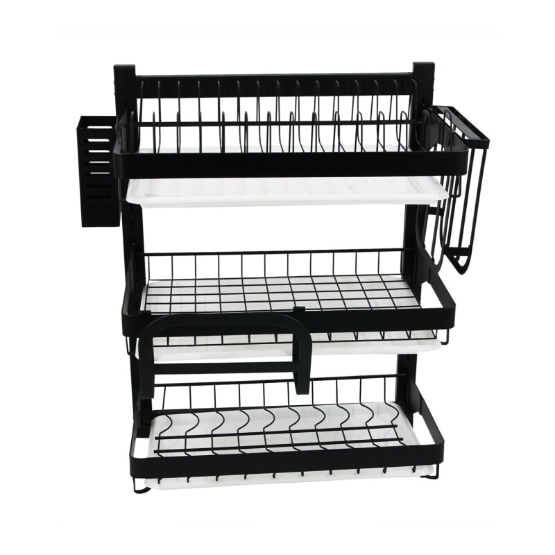 Escurridor de platos en metal 3 niveles ajustable para colgar en la pared Escurridor de platos en metal 3 niveles ajustable para colgar en la pared