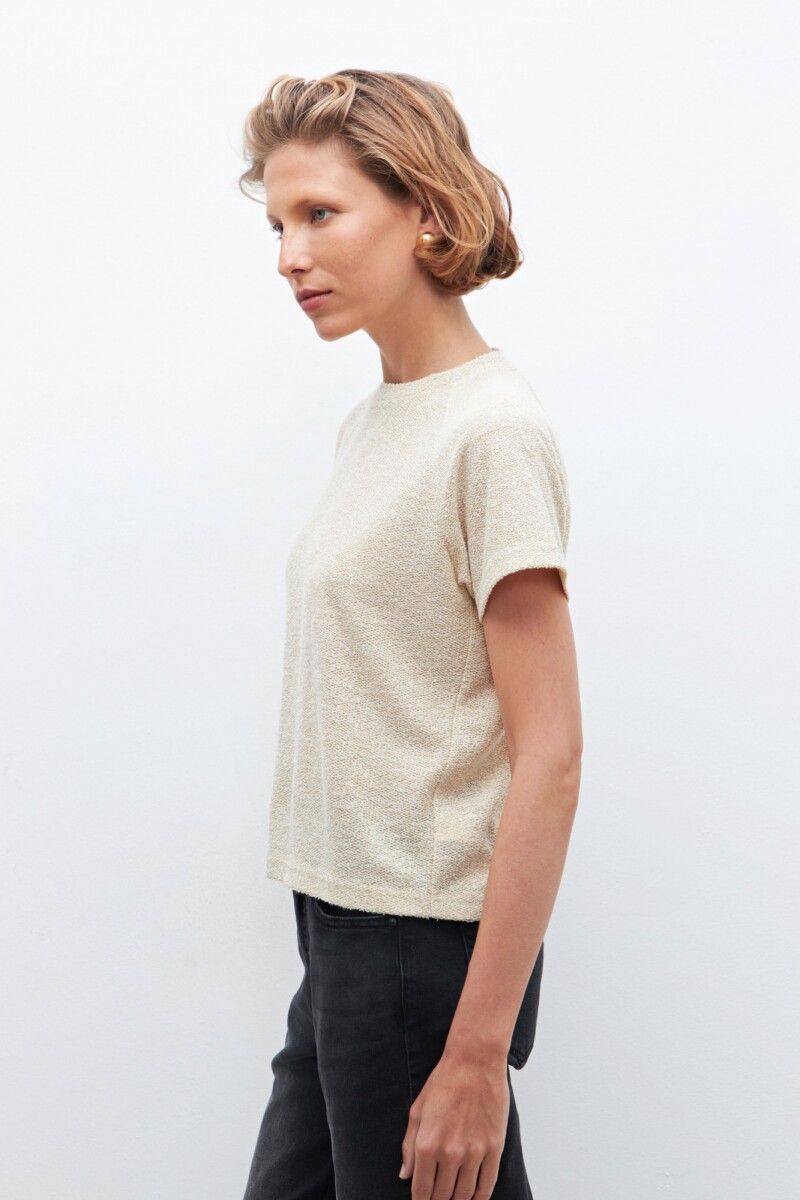 Sweater manga corta beige melange