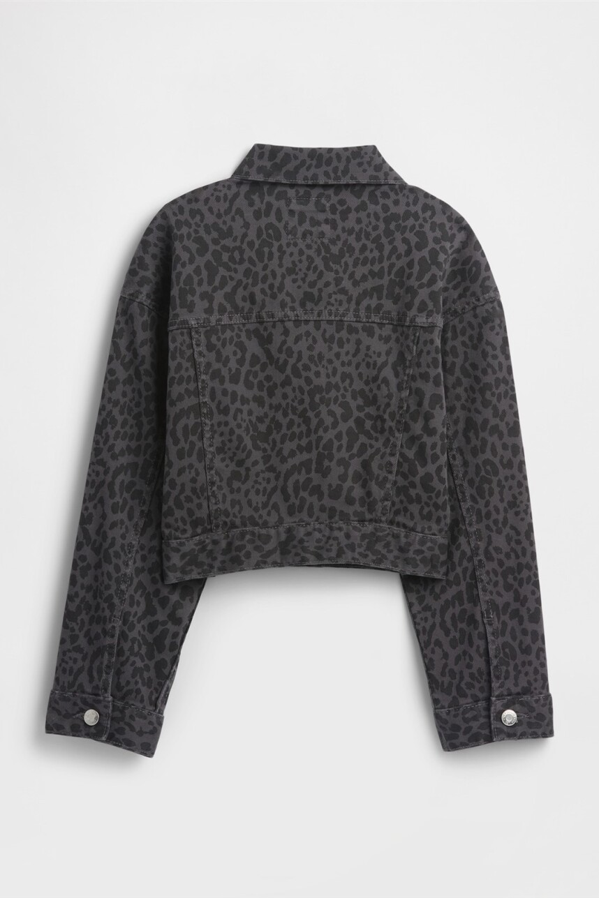 Campera De Jean Niña Black Leopard