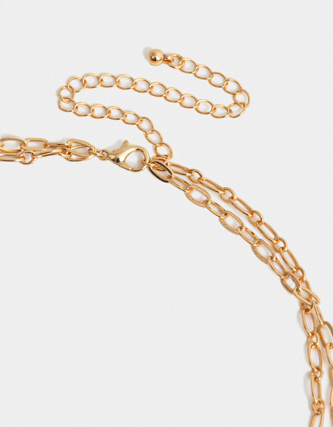 Collares Cortos Con Piedra Natural Collar Corto Bañado En Oro Con Piedra Natural - Dorado