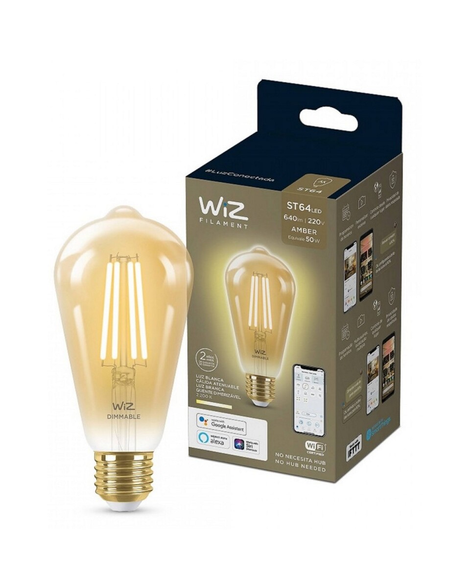 Pack 3 unidades lámparas LED WIZ Wifi Filamento Edison 6.9W E27 