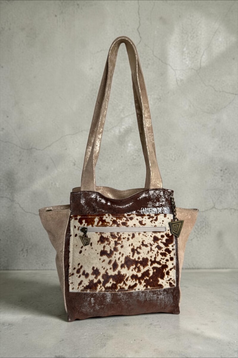 Cartera De Cuero Nia Linea Ottenta Basic Con Print 