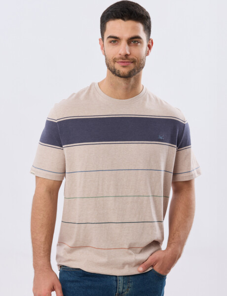 REMERA RAYADA DE ALGODÓN Beige