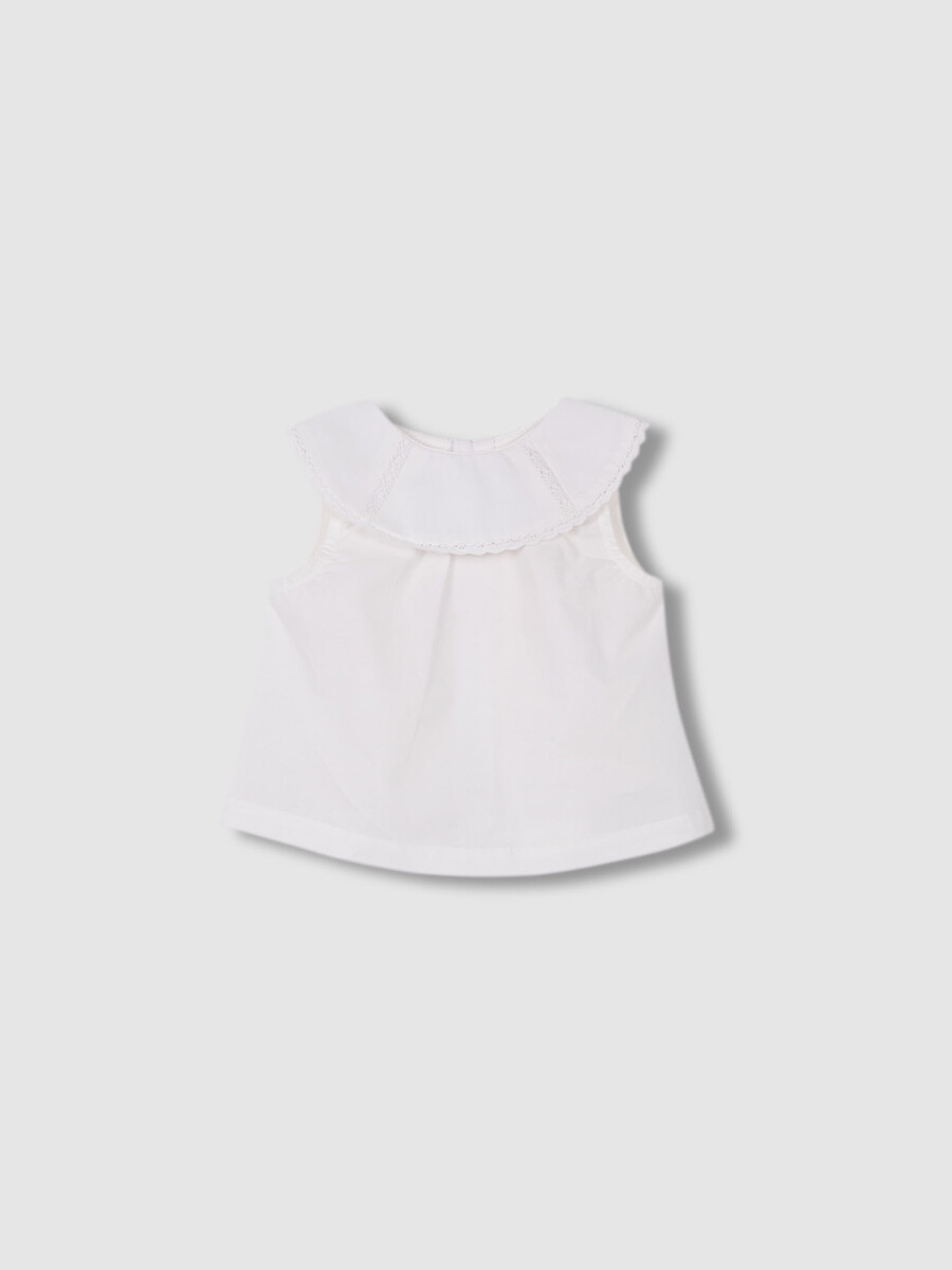 Blusa Blanco Roto Con Cuello Blanco