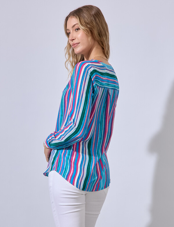 Blusa Botones Printed AZUL/MULTI