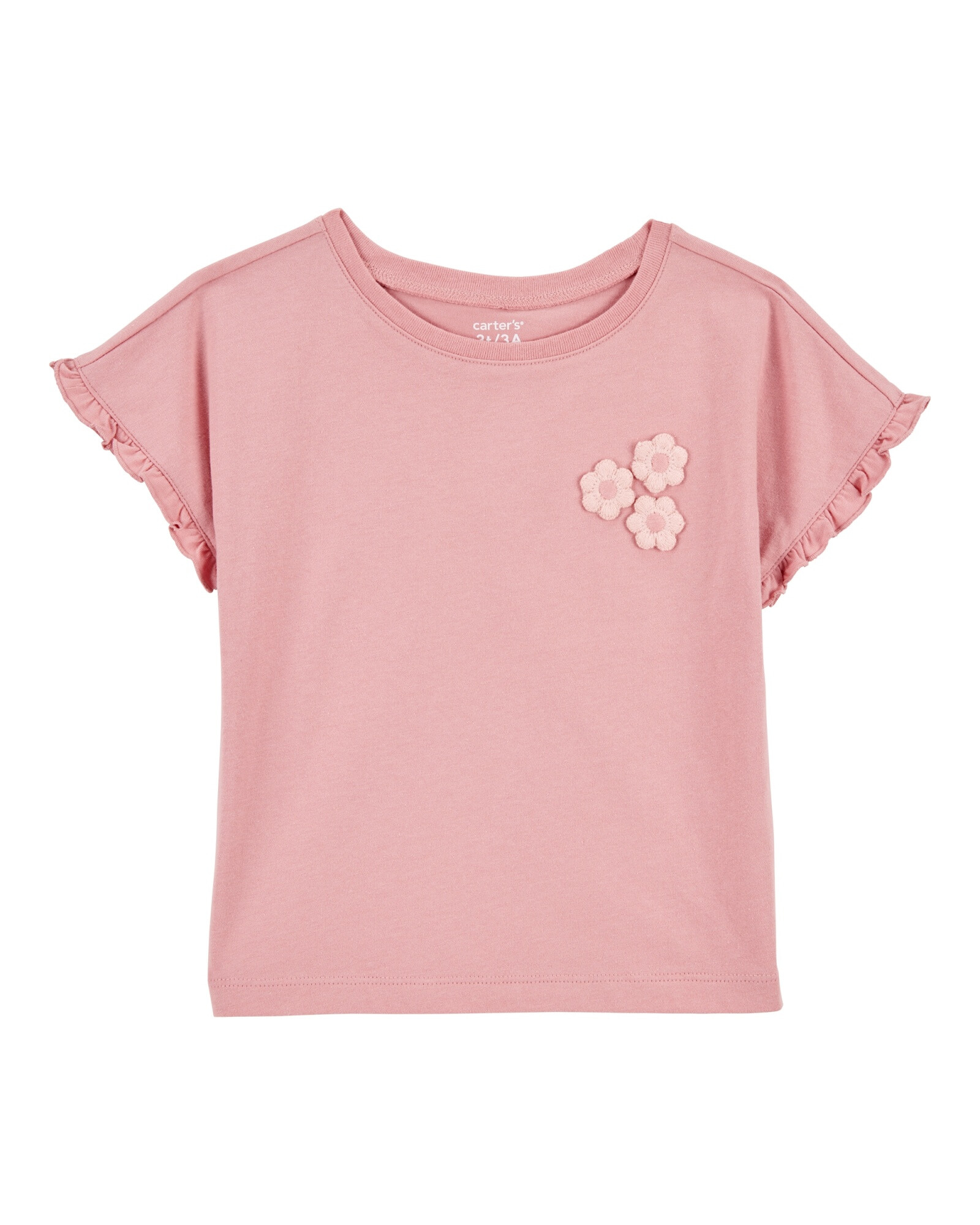 Remera de algodón, mangas con volantes y estampa floral Remera de algodón, mangas con volantes y estampa floral