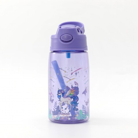 BOTELLA DE AGUA DE PLÁSTICO CON TAPA ABATIBLE Y PAJITA (UNICORNIO DE ENSUEÑO/480 BOTELLA DE AGUA DE PLÁSTICO CON TAPA ABATIBLE Y PAJITA (UNICORNIO DE ENSUEÑO/480