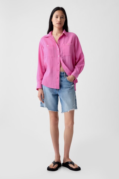 Camisa Oversized Muselina Mujer Indie Pink