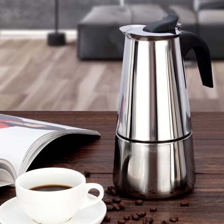 Cafetera a Presión Tipo Italiana 9 Tazas en Acero Inoxidable Plateado