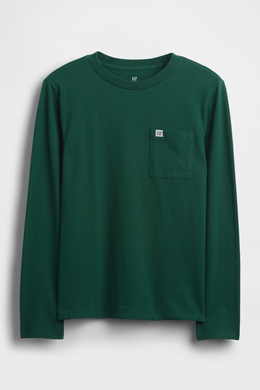 Remera Con Bolsillo Logo Gap Niño Evergreen Glamour