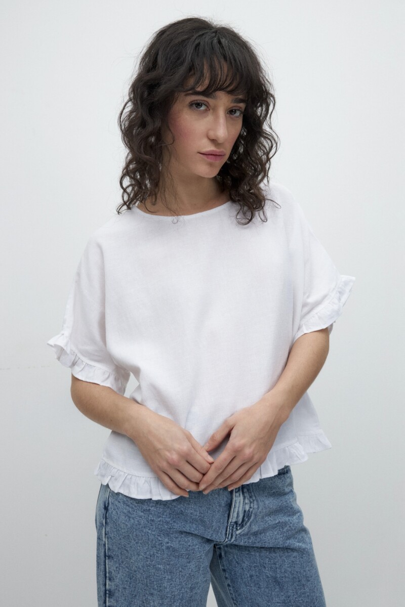 Blusa con volados blanco