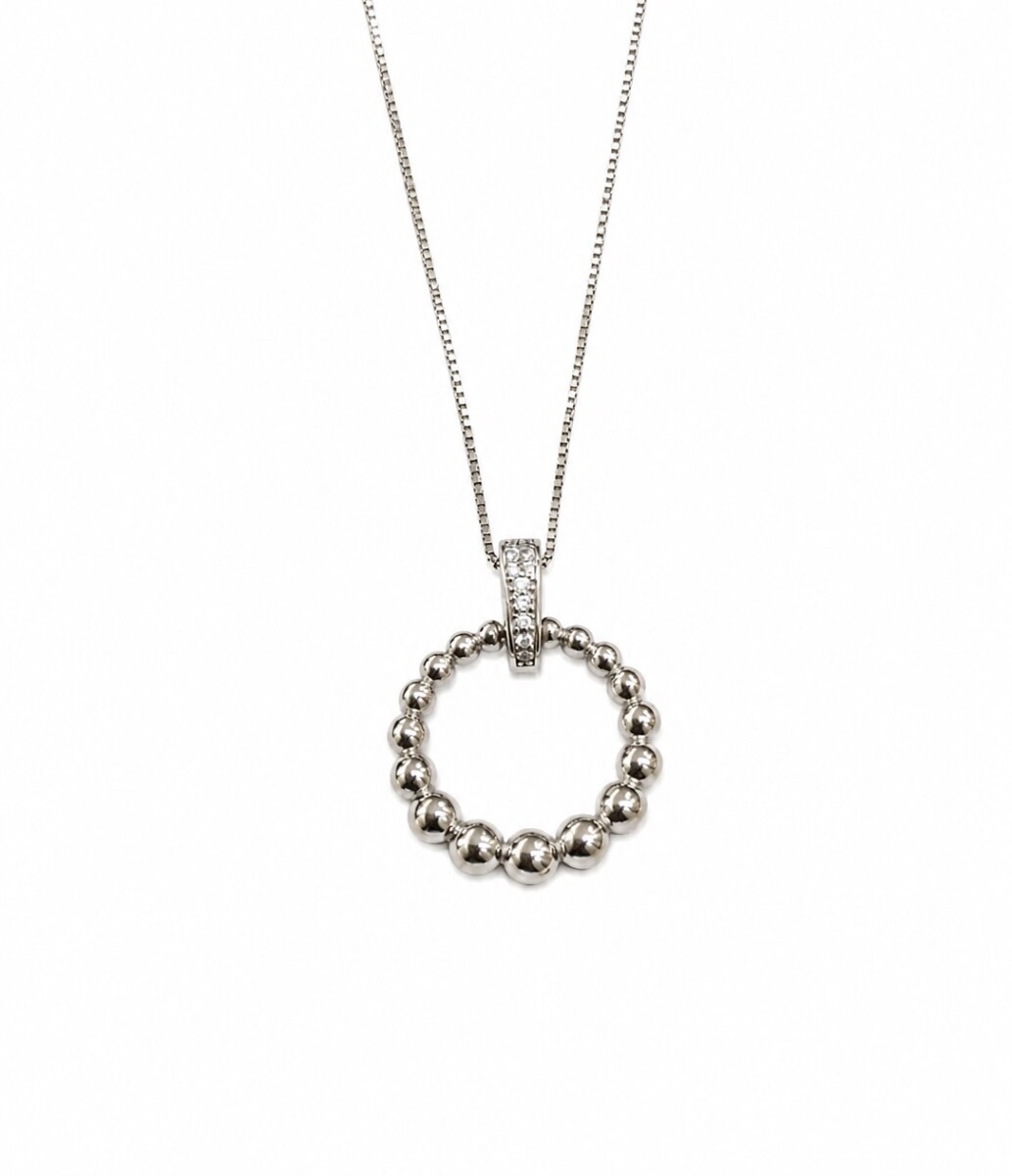 Cadena y colgante circulo de bolitas 