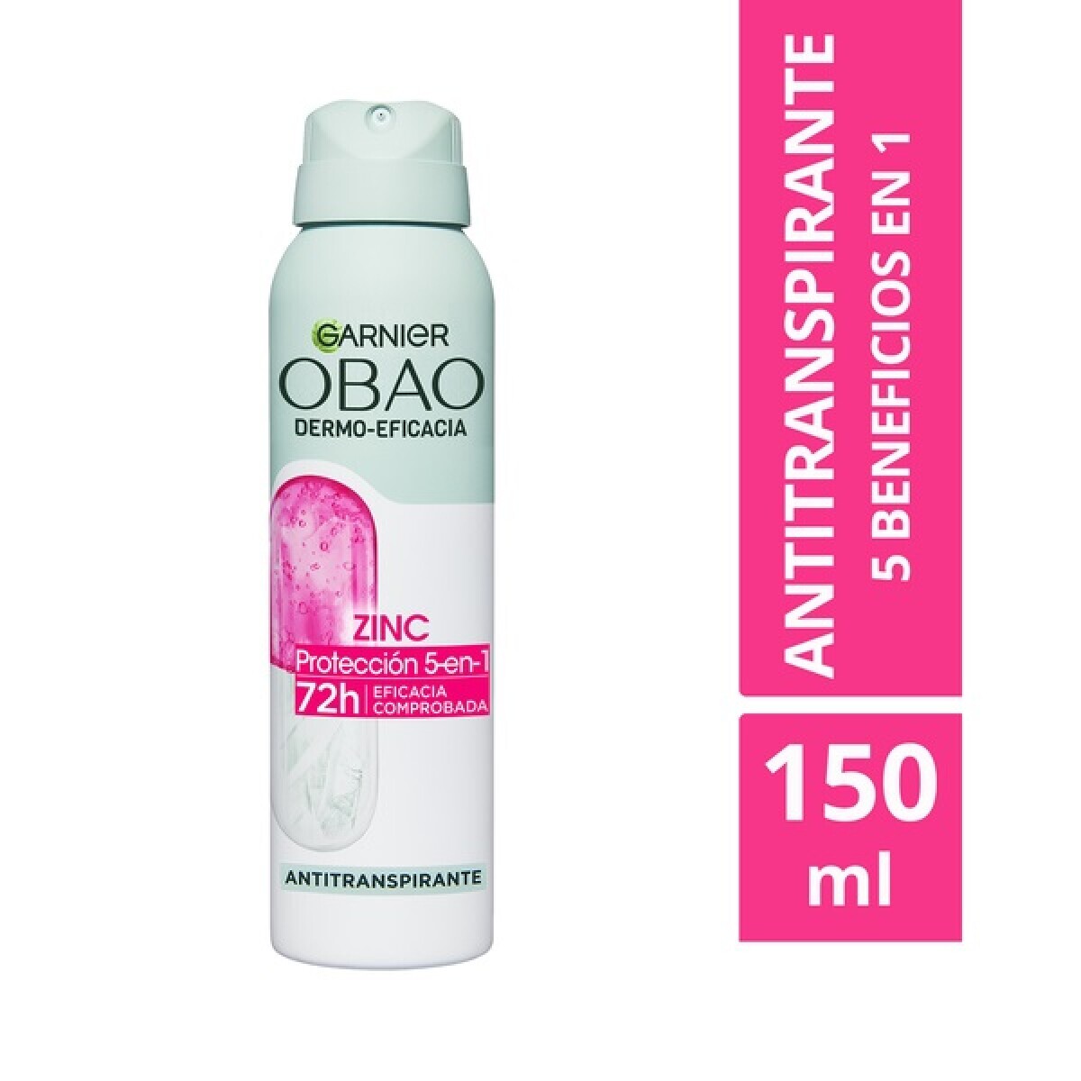 Garnier Obao Desodorante Aerosol Zinc 150 ml | Protección Antitranspirante y Frescura