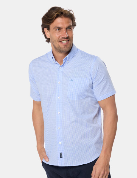 CAMISA CUADROS Celeste