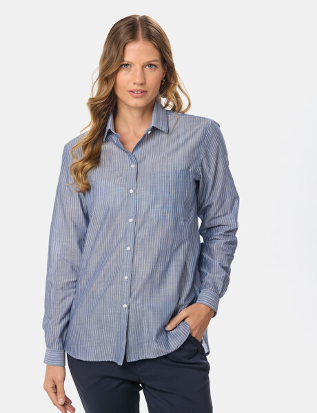 CAMISA HOLGADA A RAYAS Azul