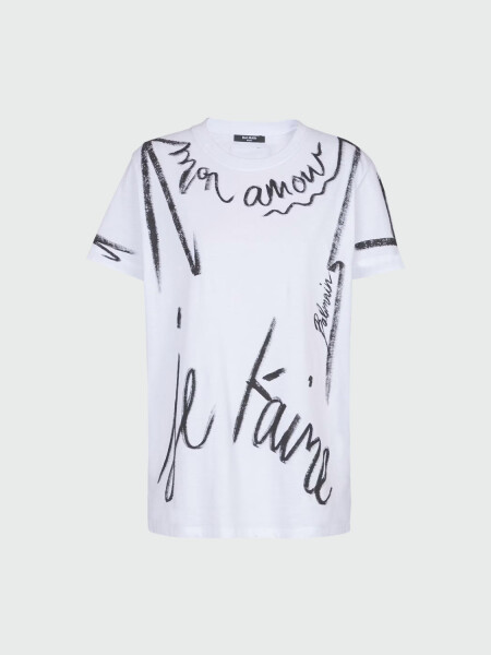 BALMAIN - T-SHIRT ESTAMPADO JE T'AIME Blanco