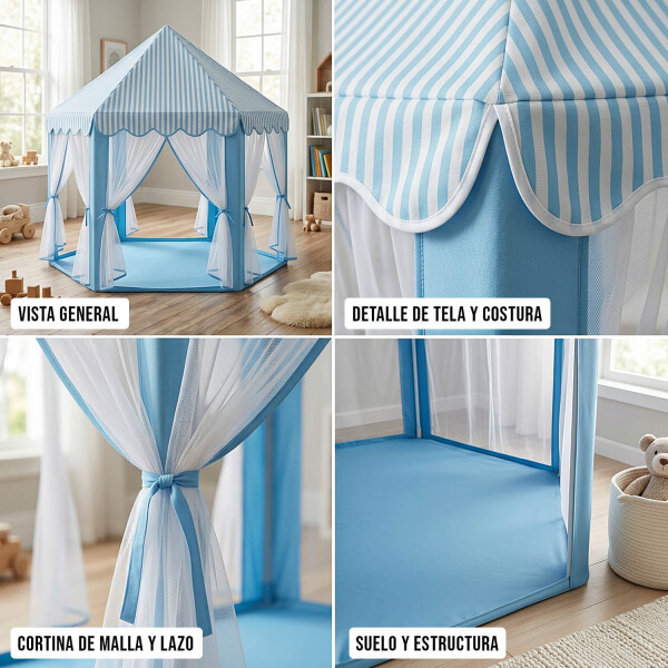 Carpa Casita Infantil Tipi Casa Para Niños Plegable Castillo Con Cortinas Imback Color Celeste Carpa Casita Infantil Tipi Casa Para Niños Plegable Castillo Con Cortinas Imback Color Celeste