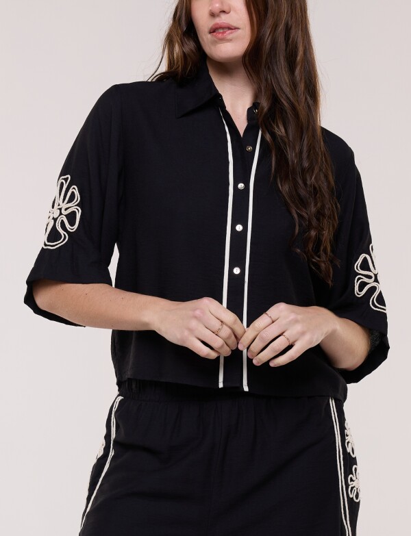Conjunto Bordado Camisa & Pantalón NEGRO