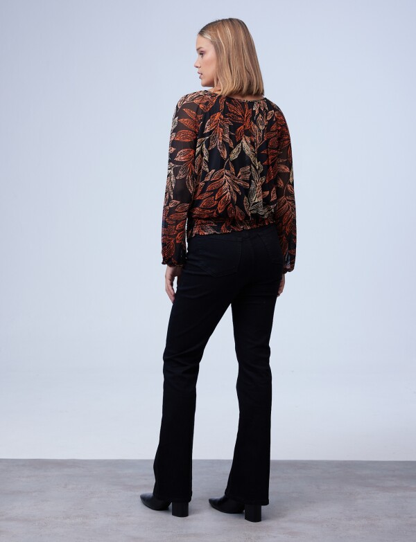 Blusa Micro Tul Print NEGRO/MULTI