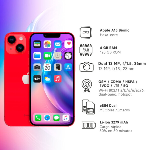 Iphone 14 6/128 Gb 5g Open Box CEL IPHONE 14 128GB ROJO GT65