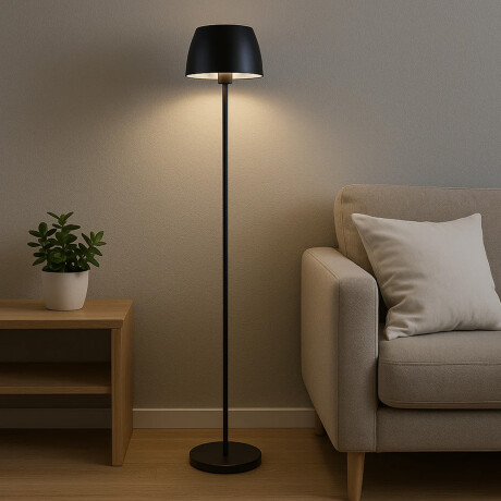 Lámpara De Pie Decorativa Bombé De Metal Moderno Negro