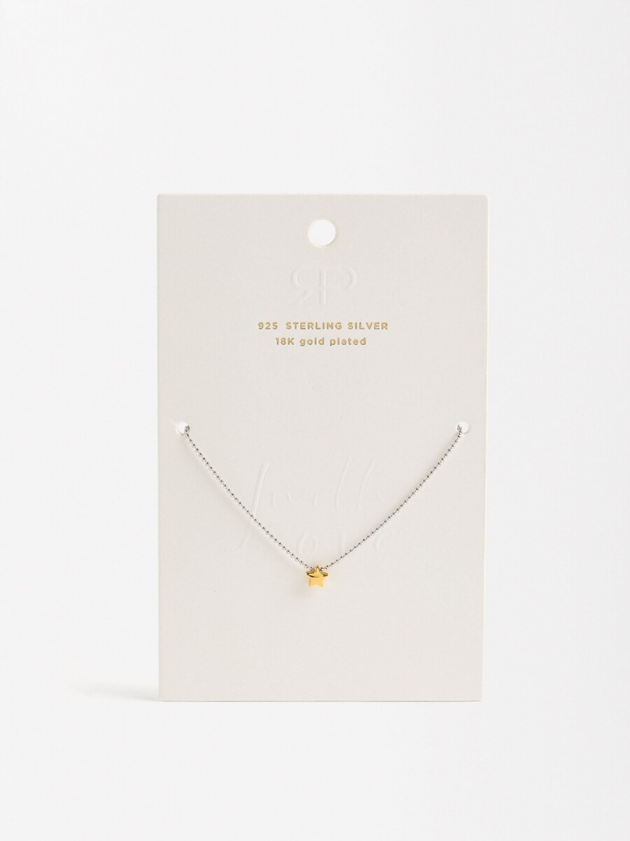 Collar Bicolor Con Estrella - Plata De Ley 925 bicolor