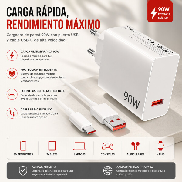 Cargador Xiaomi 90w + Cable Usb-c Usb-a Hypercarga CARGADOR XIAOMI 90W