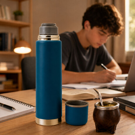 Termo Bala Acero Inoxidable 750Ml Mantiene Frío Calor Comet Azul Petróleo