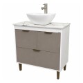 MUEBLE DE BAÑO 80 CM CON MESADA DE CUARZO SIN BACHA - BLANCO/FUME MUEBLE DE BAÑO 80 CM CON MESADA DE CUARZO SIN BACHA - BLANCO/FUME