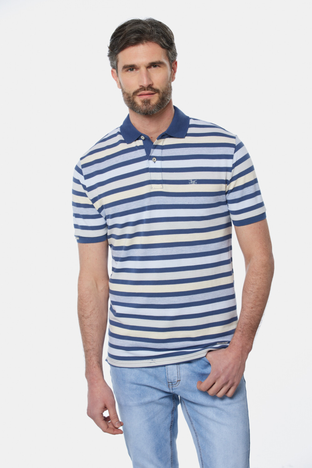 REMERA POLO RAYADA Azul