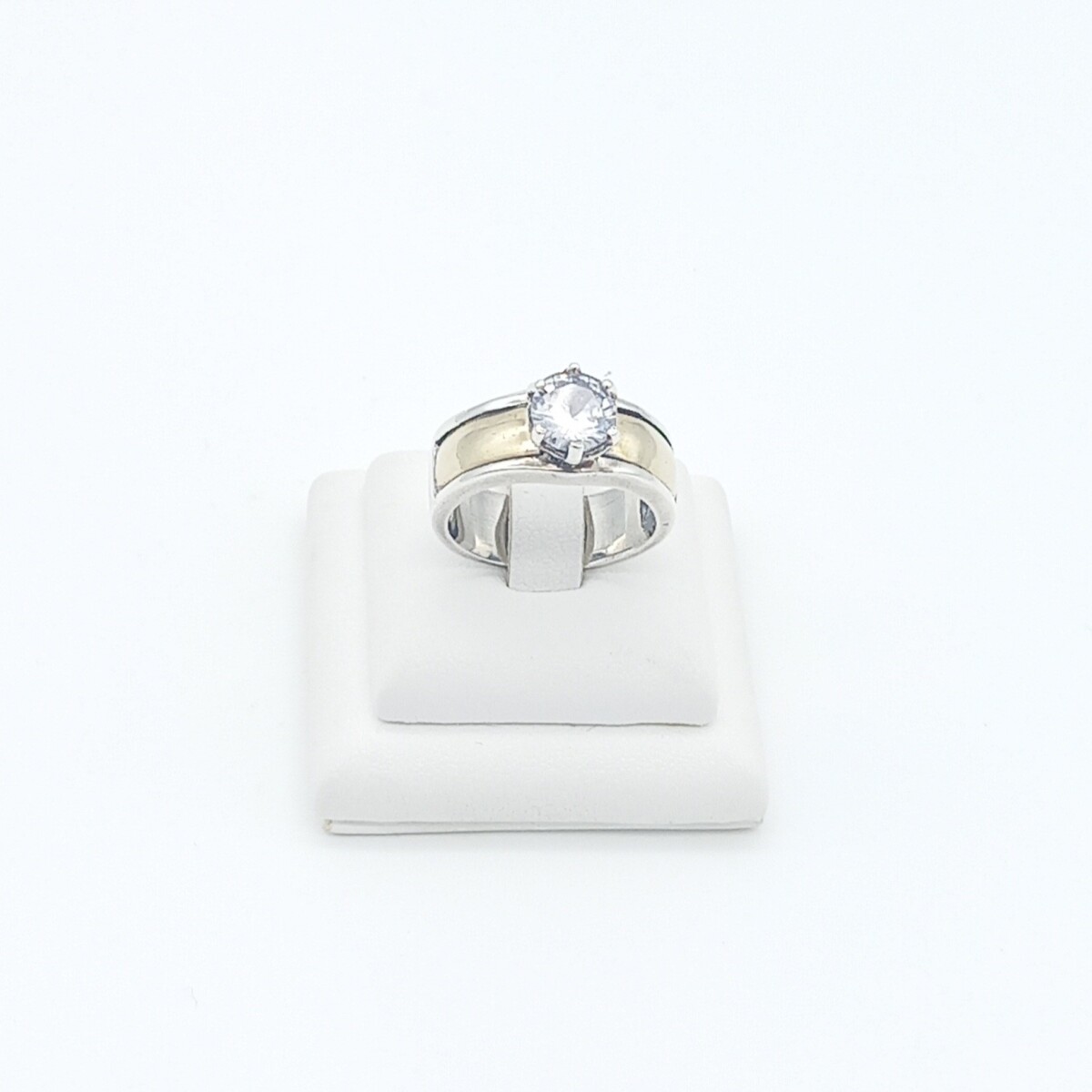 Anillo de plata 925 y double en oro 18 ktes con circonia. 